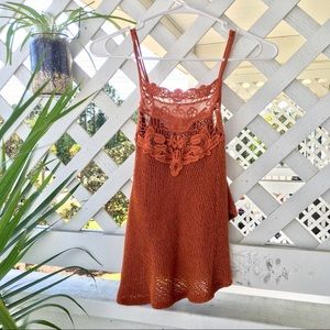 Rust knit halter top